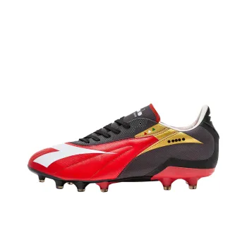 Diadora Anti Slip And Wear Resistant Lightweight Soccer Shoes Men's Red White Black