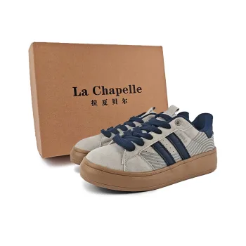 La Chapelle Fashion Trend Stain Resistant Cushioning Wear Resistant Low Top Skateboard Shoes Women's Gray Blue