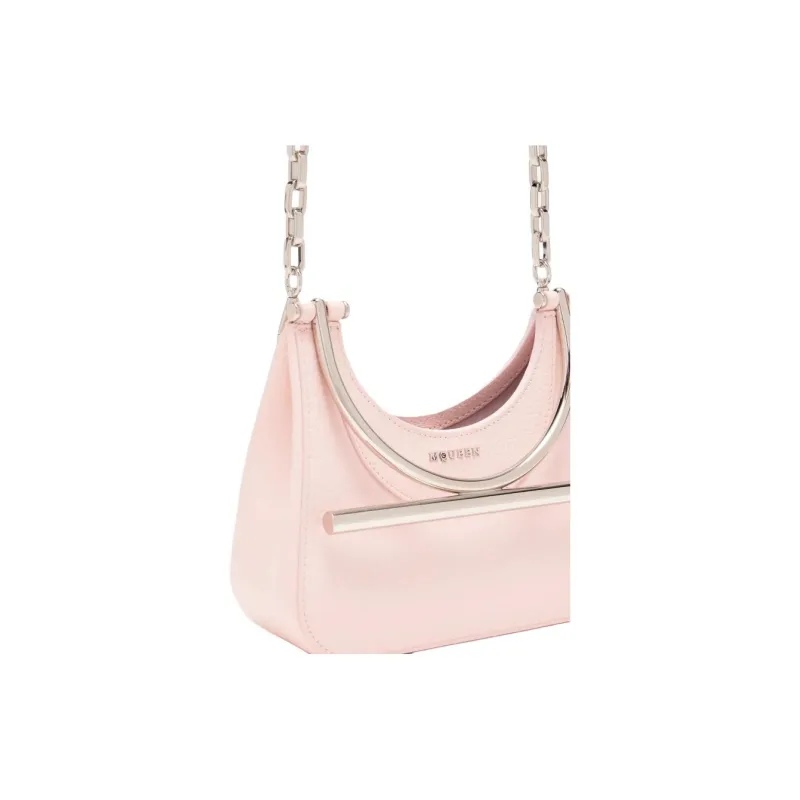 Alexander McQueen T Bar Grained Leather One Shoulder Handbags Mini Women's Pink-2