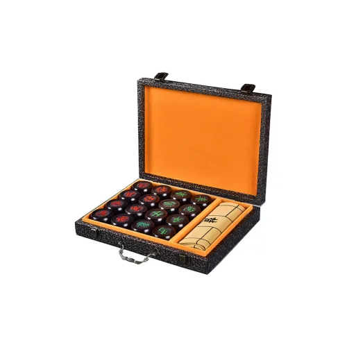 Miao Ji Chinese Chess Ebony Box Solid Wood Chinese Chess Leather Board Games
