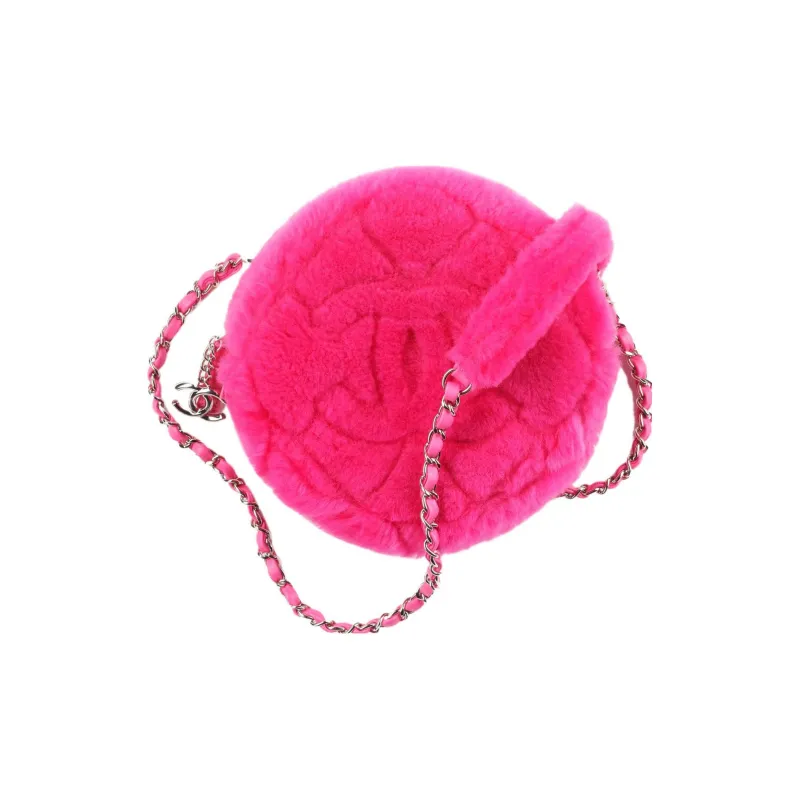 CHANEL Shearling Sheepskin Camera Bag, Crossbody Bag, Shoulder Bag Women's Peach Pink-0