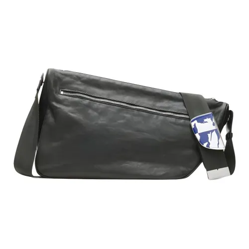 Burberry Shield Lambskin Messenger Bag Crossbody Bag Shoulder Bag Large Size Men's Slate Color