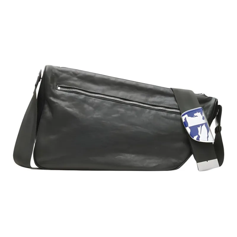 Burberry Shield Lambskin Messenger Bag Crossbody Bag Shoulder Bag Large Size Men's Slate Color-0