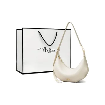 MILLIE'S Cow Leather Patchwork Synthetic Leather Crescent Bag Crossbody Bag Shoulder Bag Regular Women's White/Black