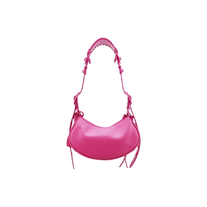 Balenciaga Le Cagole Leather Handbag, Shoulder Bag Women's Fuchsia-2