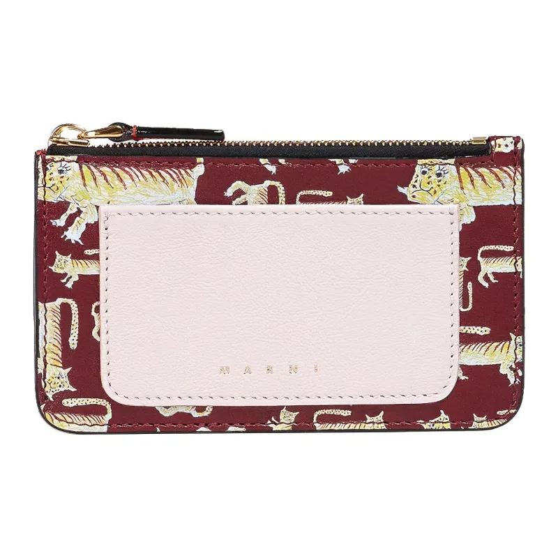 MARNI Cow Leather Coin Pocket Wallet Women's Pink/Red-0
