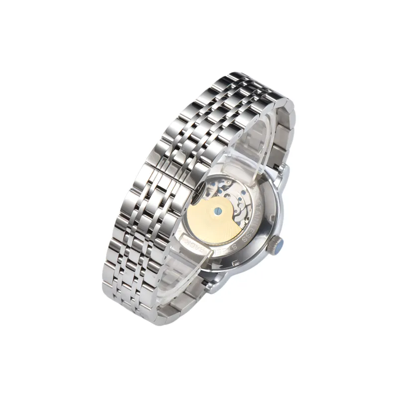 KUERST Automatic Mechanical Movement Steel Strap Watch Men's Watches Gold Dial-2