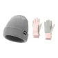 Gray Hats & Caps+Pink Glove