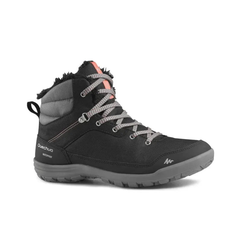 DECATHLON SH100 Wear Resistant Waterproof And Breathable Warm Mid Top Outdoor Shoes Women's Black-2