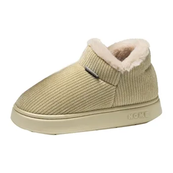 NAIHUO Closed Heel Slippers For Women's-Winter Indoor Use-Soft Velvet Warm Slip-Resistant Padded Shoes For Men