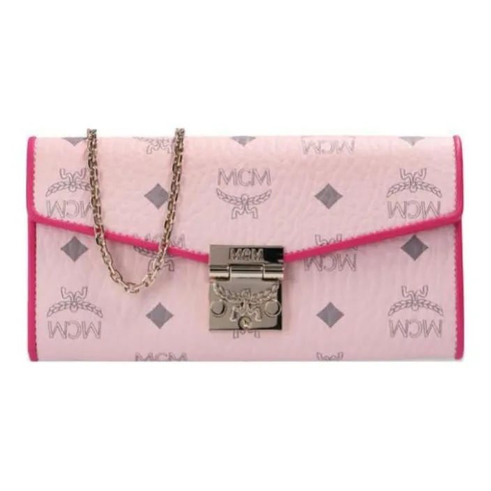 MCM Patricia Visetos Leather Crossbody Wallet Women's Pink-0