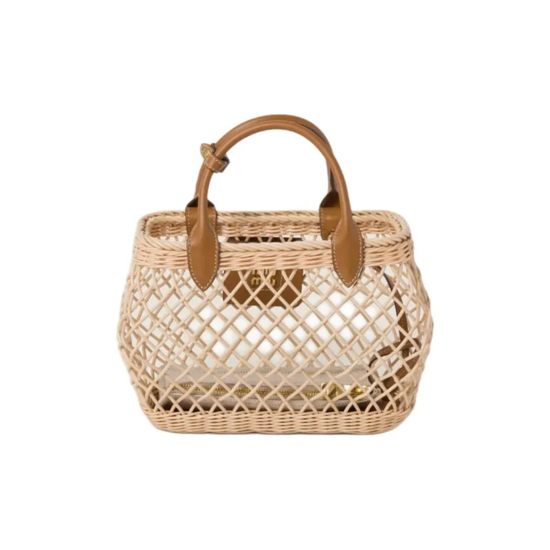 MIU MIU Leather Shoulder Bag, Crossbody Bag, Handbag Women's Tan With Caramel-2