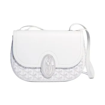 GOYARD 233 Canvas With Leather Shoulder Bag Crossbody Bag Women's White