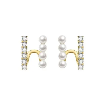 ONEKISS Gold Plated Copper Faux Pearl Zircon Earrings Women's