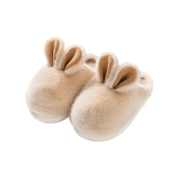 JINGEYU Cute Plush Rabbit Slippers For Women's Winter Indoor Home Warm Cotton Slipper For Women's