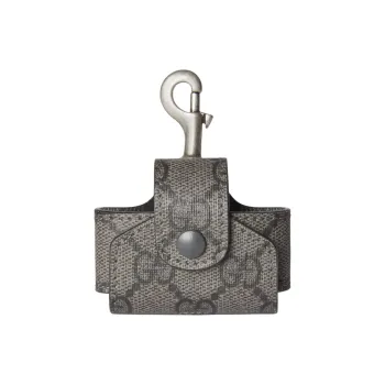 GUCCI Ophidia GG Supreme Canvas Earphone Case Unisex Black Gray Color