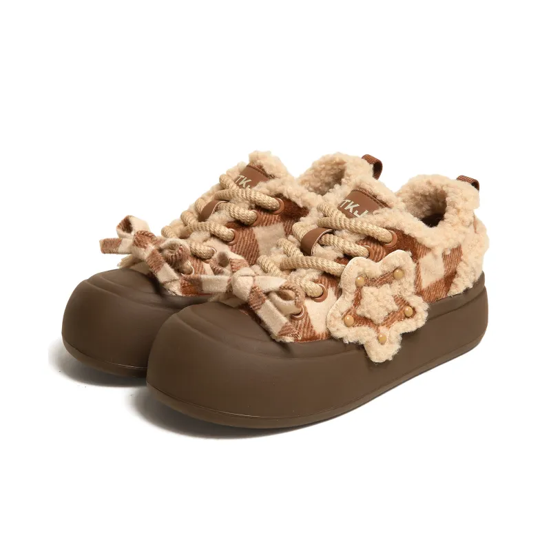 TTKJ Anti Slip And Wear Resistant Height Increasing Low Top Casual Shoes Women's Mocha-1