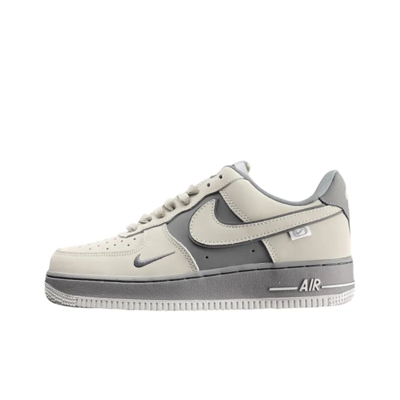 Nike Air Force 1 Anti Slip Wear Resistant Low Top Skateboard Shoes Men's Gray White-0