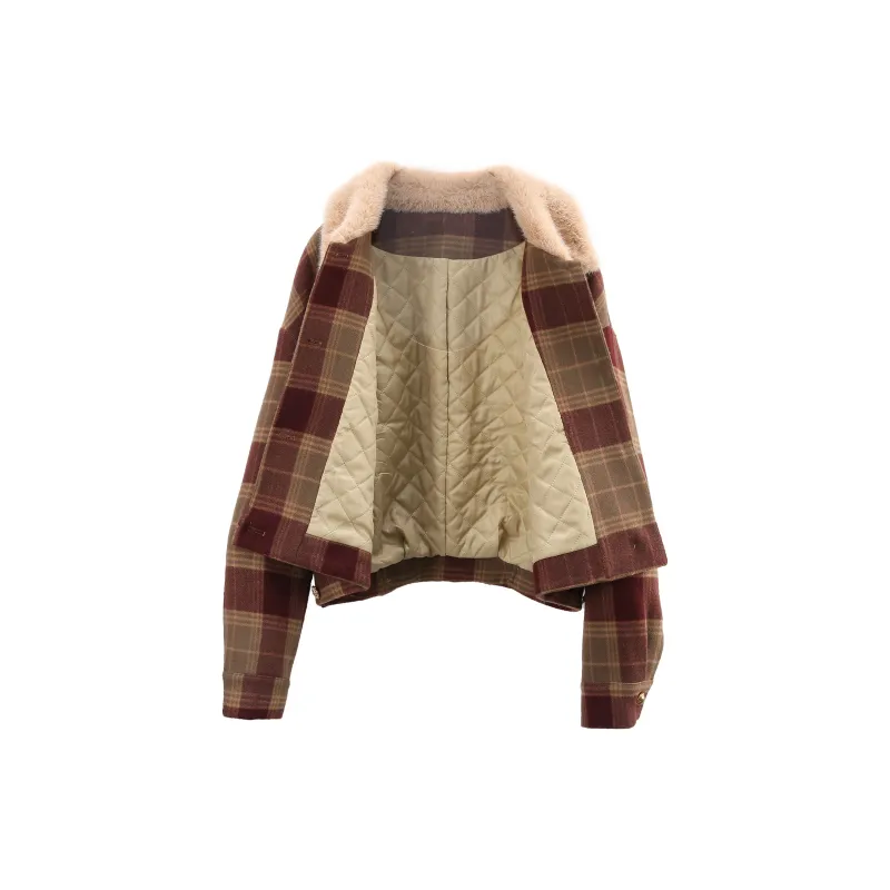 A Paradise For Awakening Coats Women's Red Plaid-2