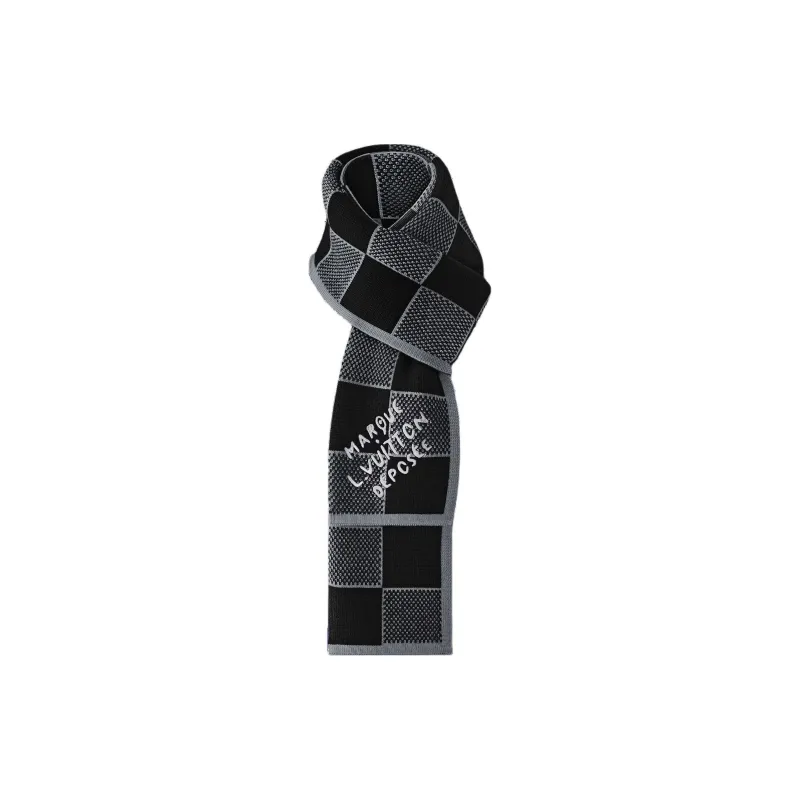 LOUIS VUITTON Wool Knit Scarves Unisex Black-1