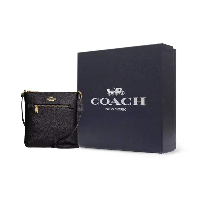 COACH Rowan Recycled Leather Crossbody Bag, Shoulder Bag Mini Women's Black-6