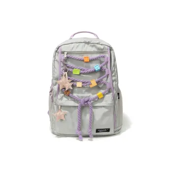SHUNYIDE Nylon Travel Backpack Medium Size Unisex Silver Gray Purple
