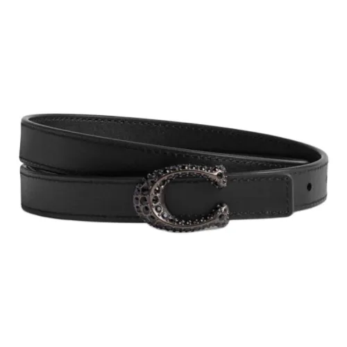 COACH Calfskin Leather Belts Women's Black Width: 2CM