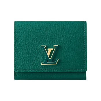 LOUIS VUITTON Capucines Leather Wallet Unisex Emerald Green