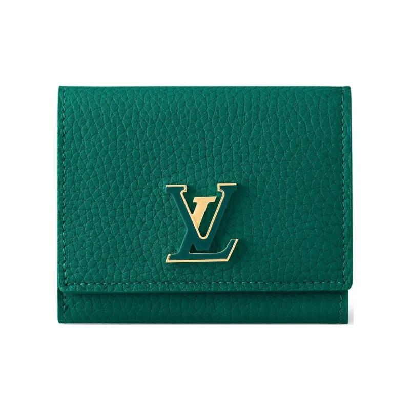 LOUIS VUITTON Capucines Leather Wallet Unisex Emerald Green-0