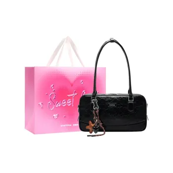 ONE TIME Synthetic Leather Boston Bag Portable Crossbody Bag Shoulder Bag Women's Black/Chocolate