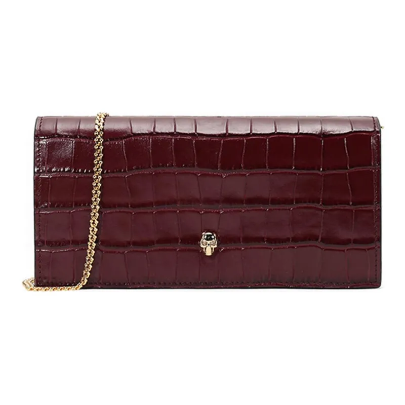 Alexander McQueen Leather Clutches Shoulder Bags Regular Women's Burgundy-0
