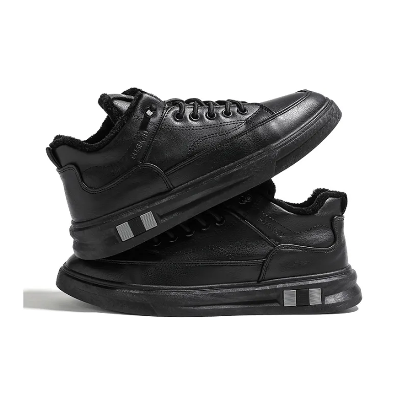 HUANQIU Slip Resistant, Abrasion Resistant, Thermal Low Top Casual Shoes Men's Black-3