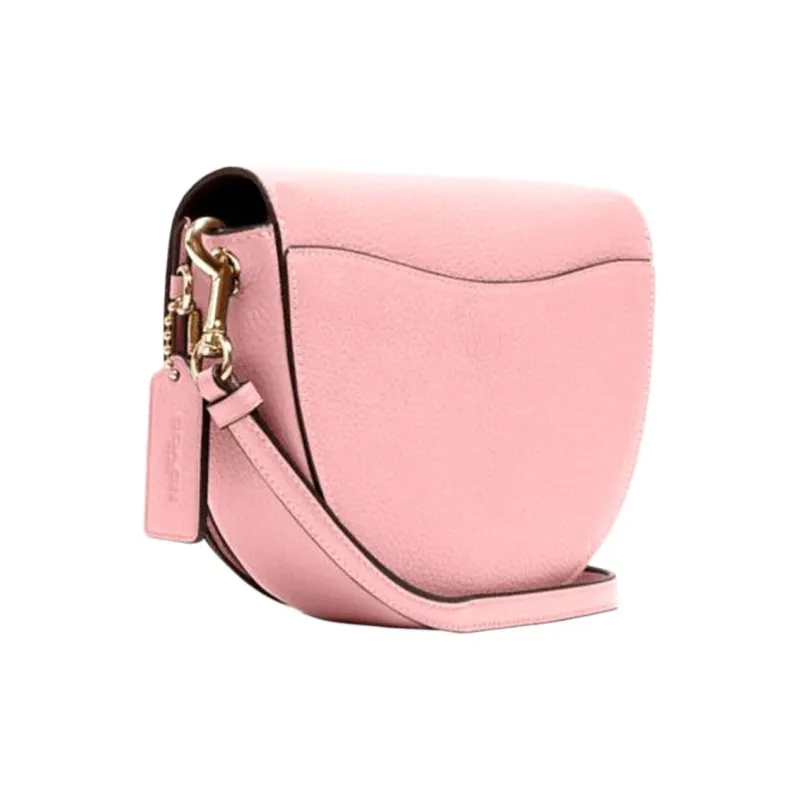 COACH Ellen Leather Flap Bag Shoulder Bag Saddle Bag Crossbody Bag Small Size Women's Cherry Blossom Pink-1