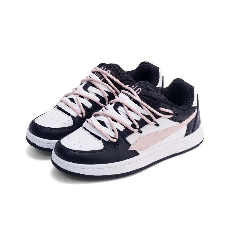 GLO BULL Skateboard Shoes Unisex Low Top Double Strap Black/Pink-2