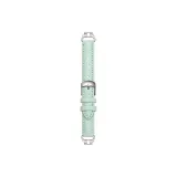 Cyan-Small Round Pendant Litchi Grain Strap[& 12mm Cat Ear Silver Connector-DIY Pendant Accessories-White Diamond Cat]