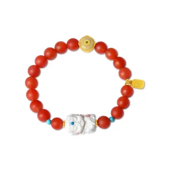 QIAOWUQIAONV Southern Red Agate Multi Gem Beaded Bracelet Women's