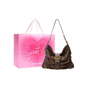 ONE TIME Pu Shoulder Bag Large Size Women's Matte Brown/Pure Black