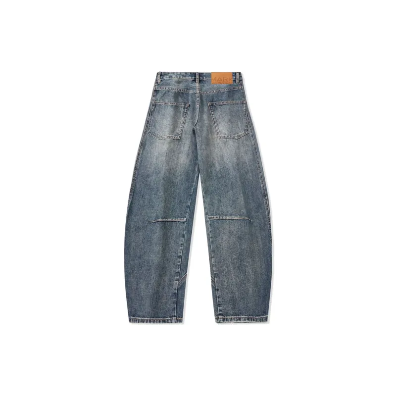 FAIRWHALE Spring Summer Scimitar Jeans Unisex Denim Blue-1