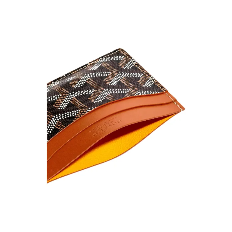 GOYARD Saint-Sulpice Canvas With Leather Dog's Teeth Card Clip Card Holder Unisex Tan & Yellow Small Heart-2