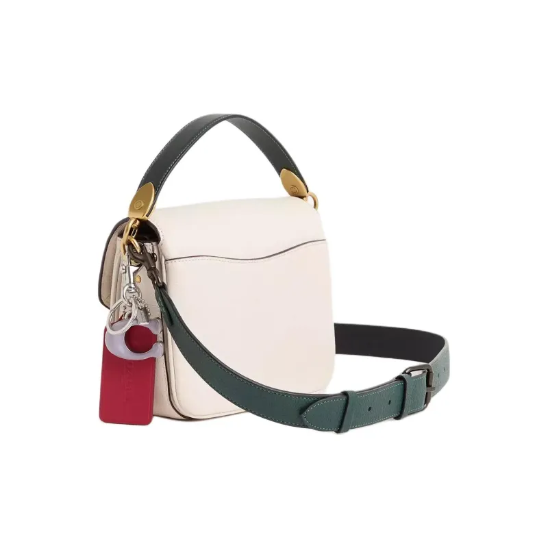 COACH Polished Litchi Grain Leather Shoulder Bag Crossbody Bag Handbag Small Size Women's Brass With White Jade Inlay-1