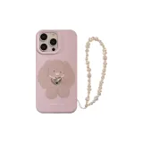 Pea Purple, Hanging Ear Rabbit Silver Heart+Pearl Chain with White Diamond Rope