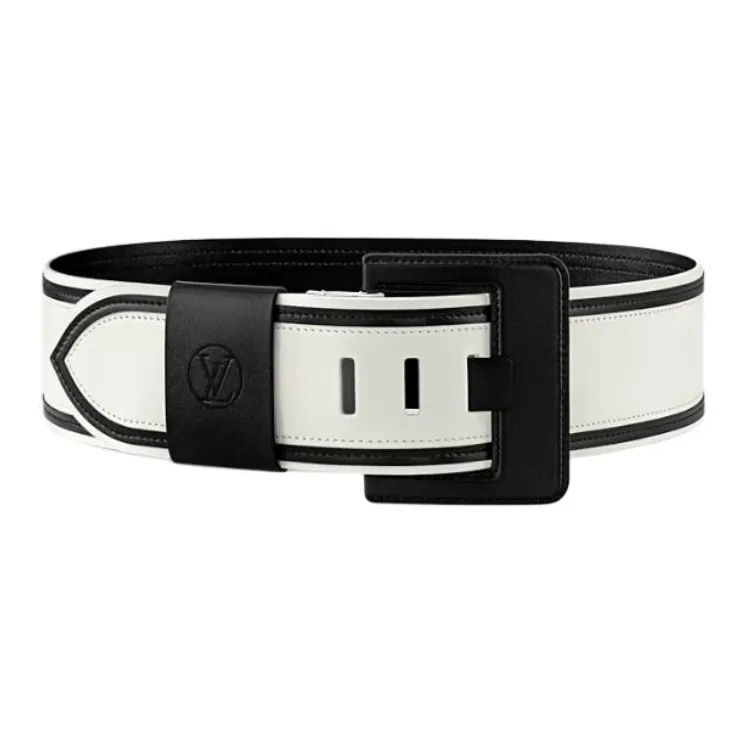 LOUIS VUITTON Leather Leather Belts Unisex White Width 7Cm-0