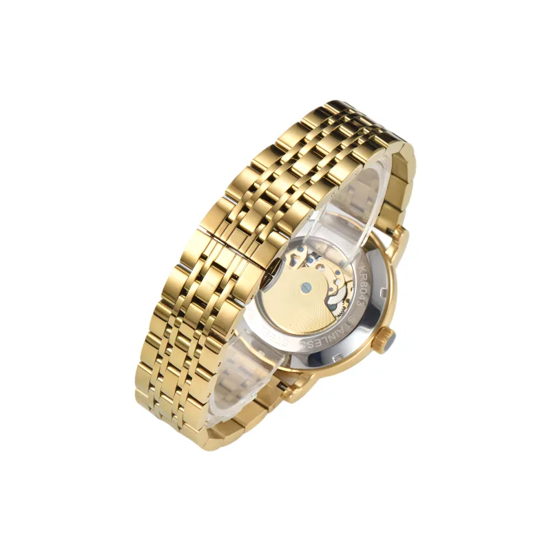 KUERST Automatic Mechanical Movement Steel Strap Watch Men's Watches Gold Dial-8