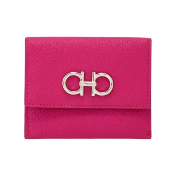 FERRAGAMO GANCINI Calfskin Card Holder Women's Rose Pink