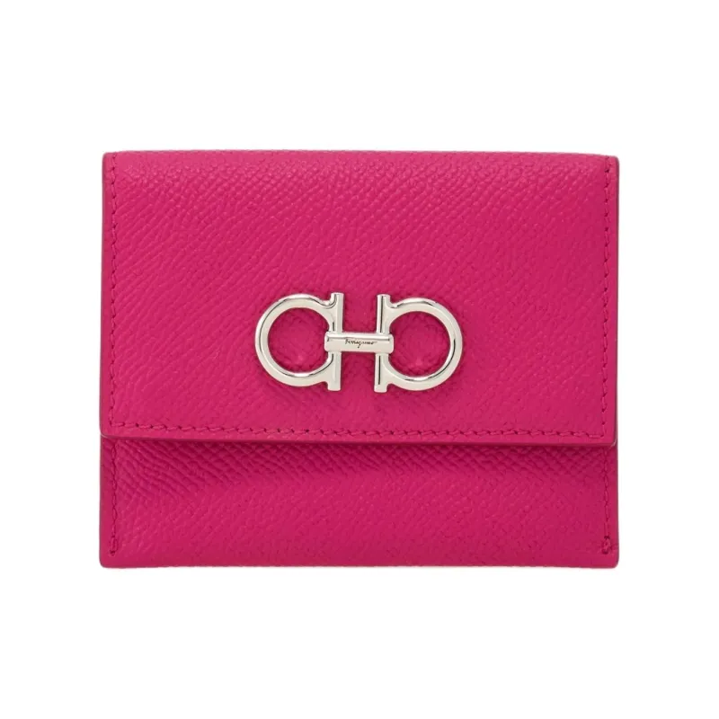 FERRAGAMO GANCINI Calfskin Card Holder Women's Rose Pink-0