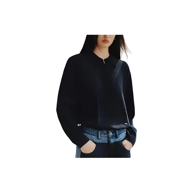 YANGZHIDAO Sweater Women's Swallow Neck Blue-2