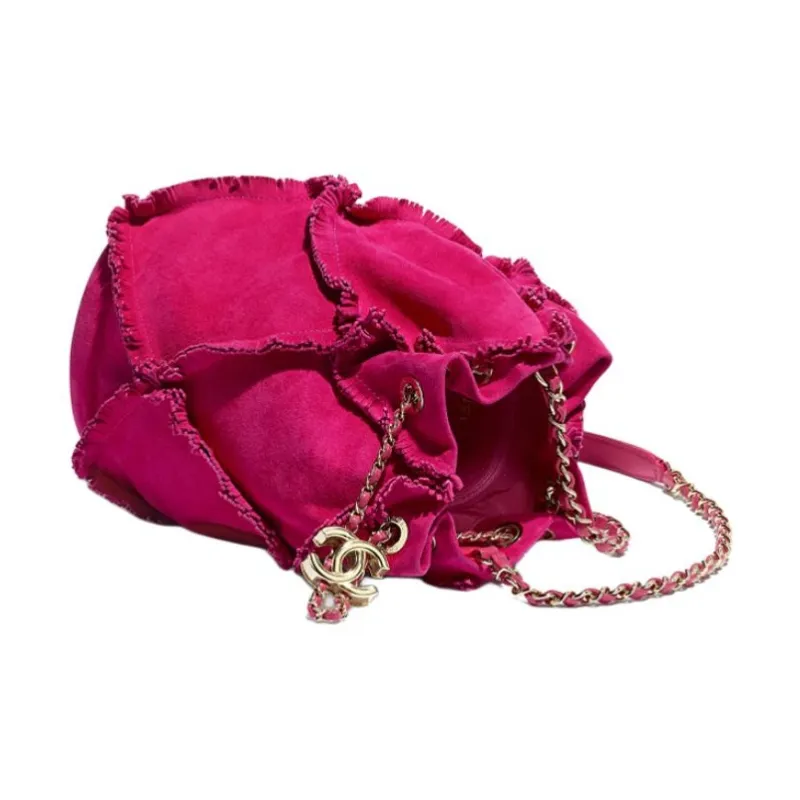 CHANEL Drawstring Lambskin Shoulder Bag Women's Fuchsia-3