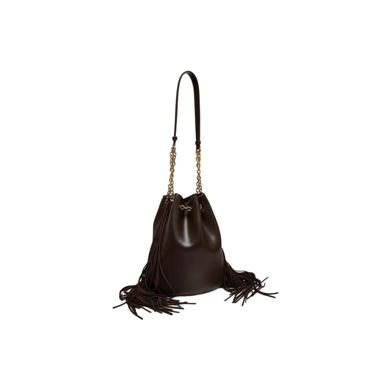 ZARA Artificial Leather Bucket Bags Shoulder Bags Large Size Women's Brown-1