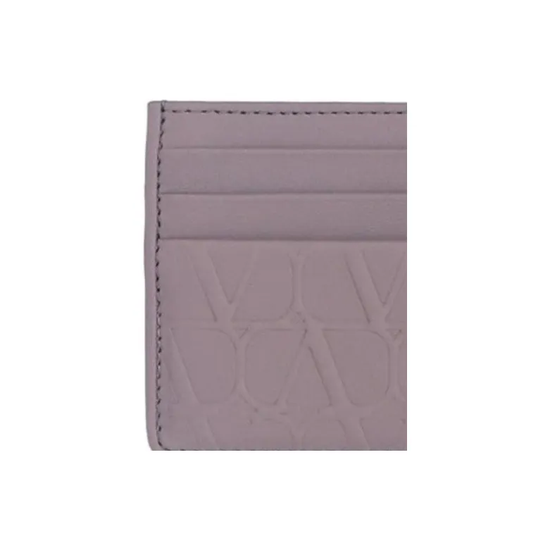 Valentino Leather Card Holder Unisex Purple-4