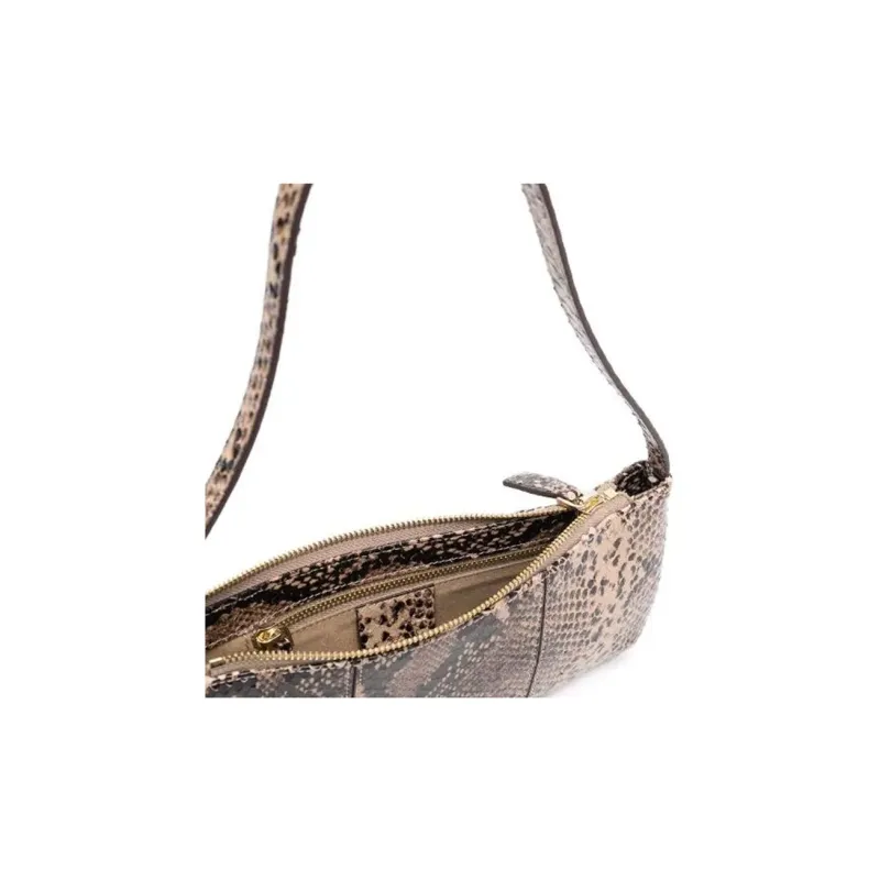 Manu Atelier PITA Series Snake Skin Arrow Bag One Shoulder Handbag Mini Women's Brown-3